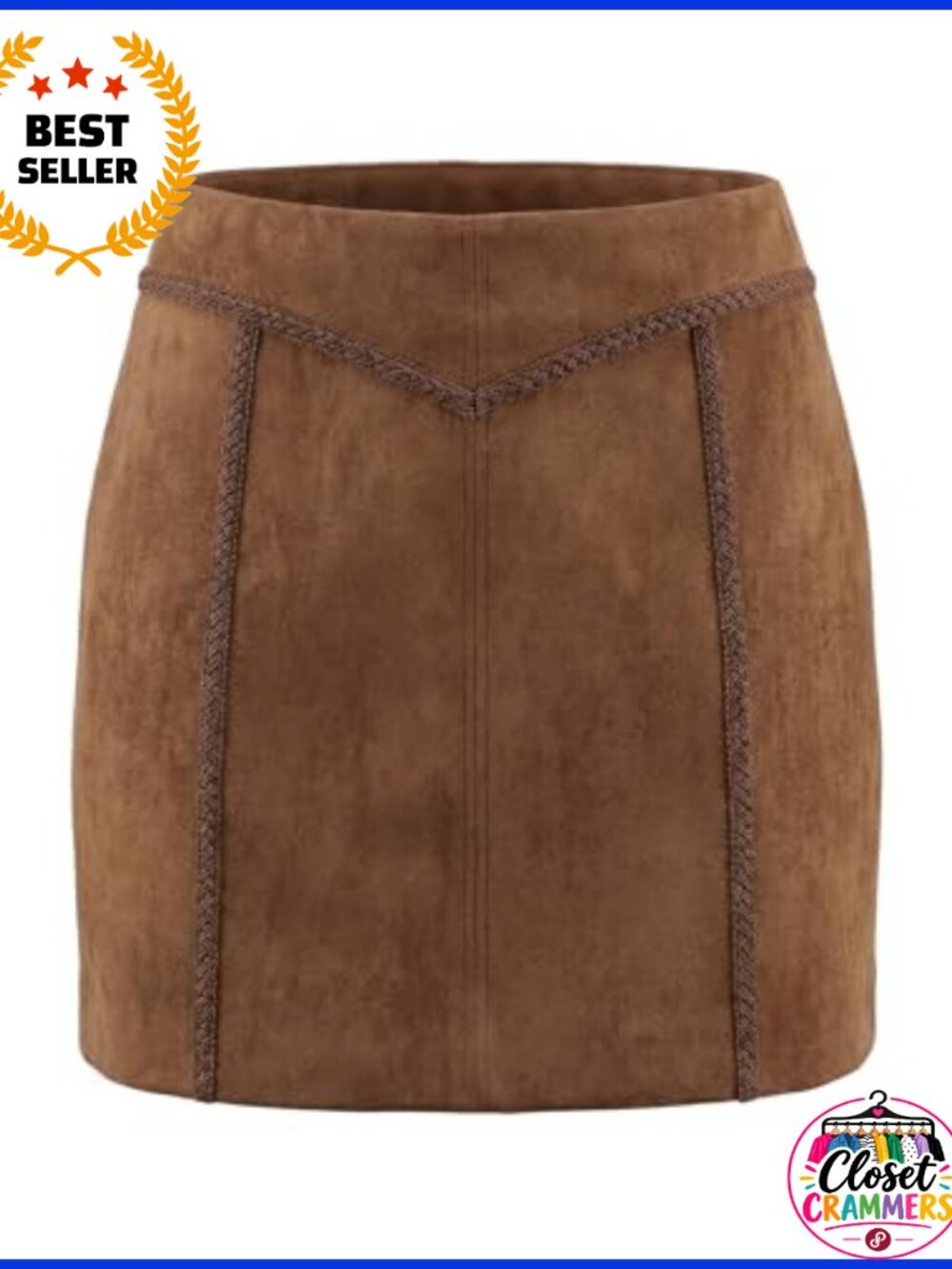 Faux Suede Stretchy High Waist Western Mini Skirt A-Line